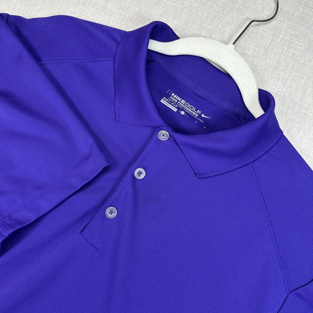 Nike Golf Polo Shirt Mens Large Purple Dri-FIT Tour Performance Short Sleeve